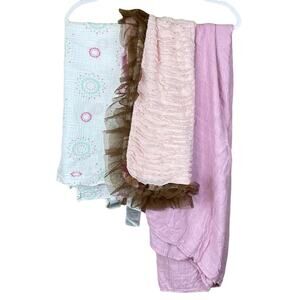 Aden + Anais and Haute Baby Swaddling Blankets Bamboo Lot of 3 Pink Floral